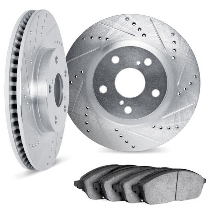 For BMW 540i 1997-2003 Rotor Set Front | Silver | Vented | Drilled and Slotted gallery