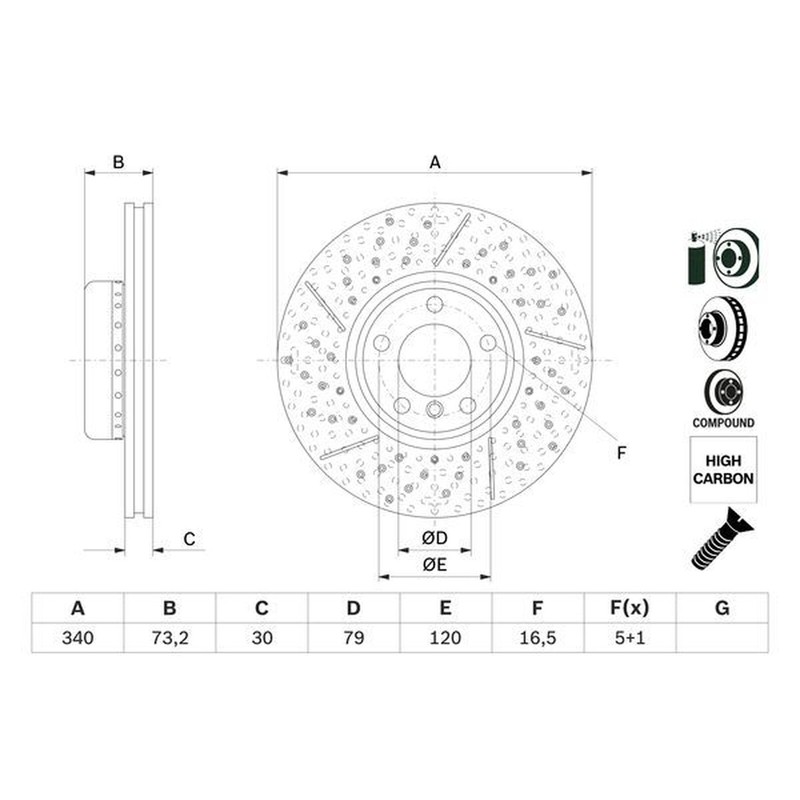 Bosch Vented Brake Disc With Bolts/Screws 0986479E12 Fits BMW - Superb Value gallery