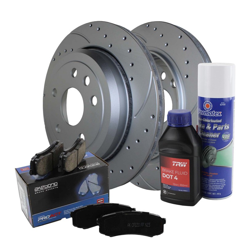 Rear Brake Kit Drilled Slotted 330mm Rotors Akebono Ceramic Pads For Dodge Jeep