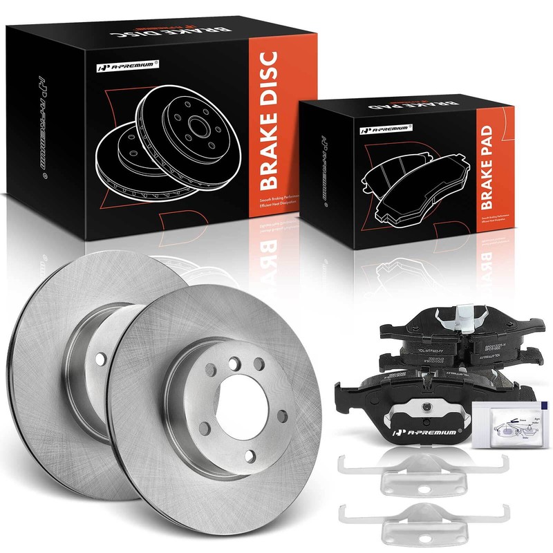 Disc Brake Rotors & Ceramic Brake Pads Front for BMW E90 F30 E84 328i xDrive X1