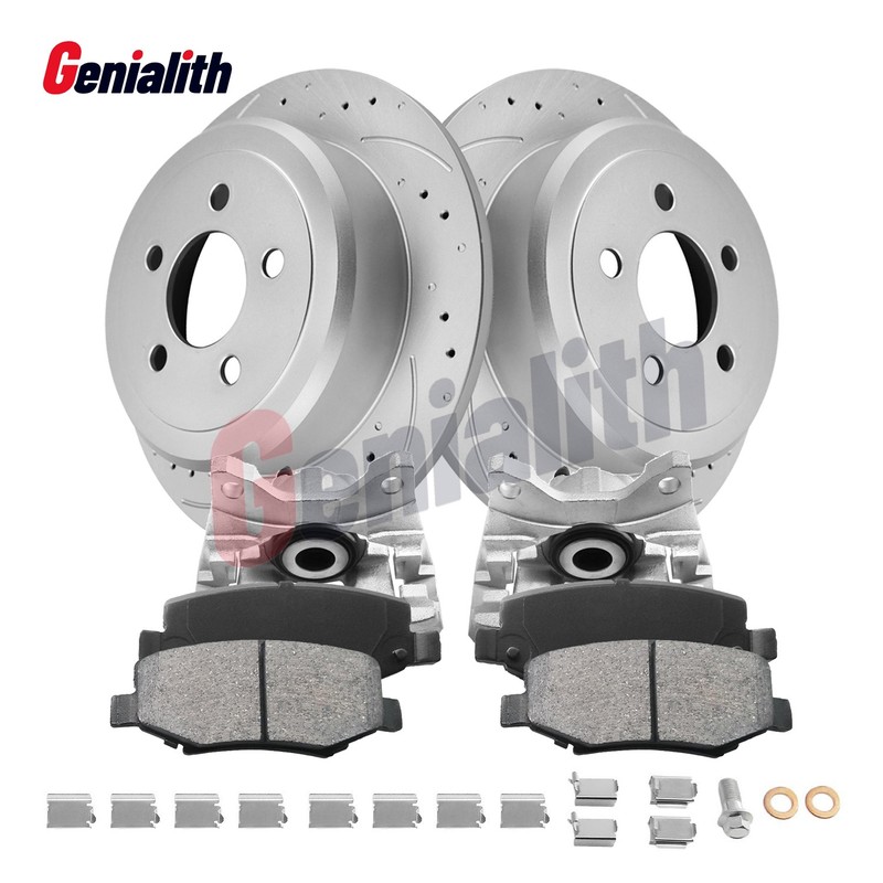 Rear Brake Rotors & Pads + Calipers Kit for Dodge Nitro 2007-2011 Jeep Liberty