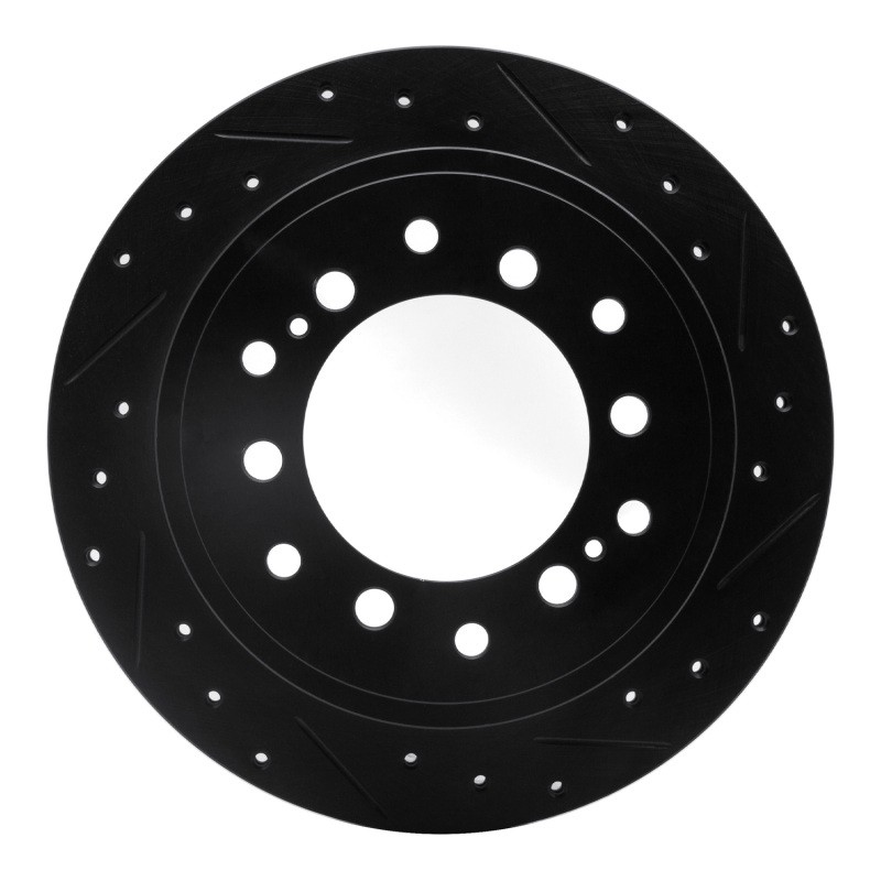 R1 Concepts Rear Right Drilled & Slotted Black Brake Rotor for Toyota & Lexus