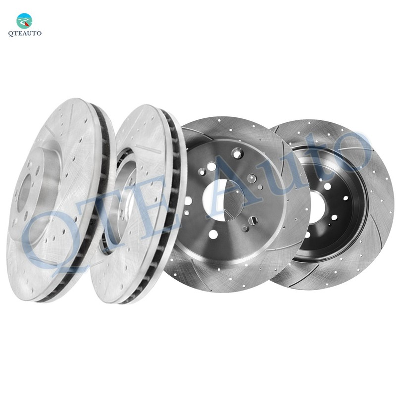 4 Front 329.8mm-Rear 334mm Drilled Brake Rotors For 2009-2015 Honda Pilot 5 Stud