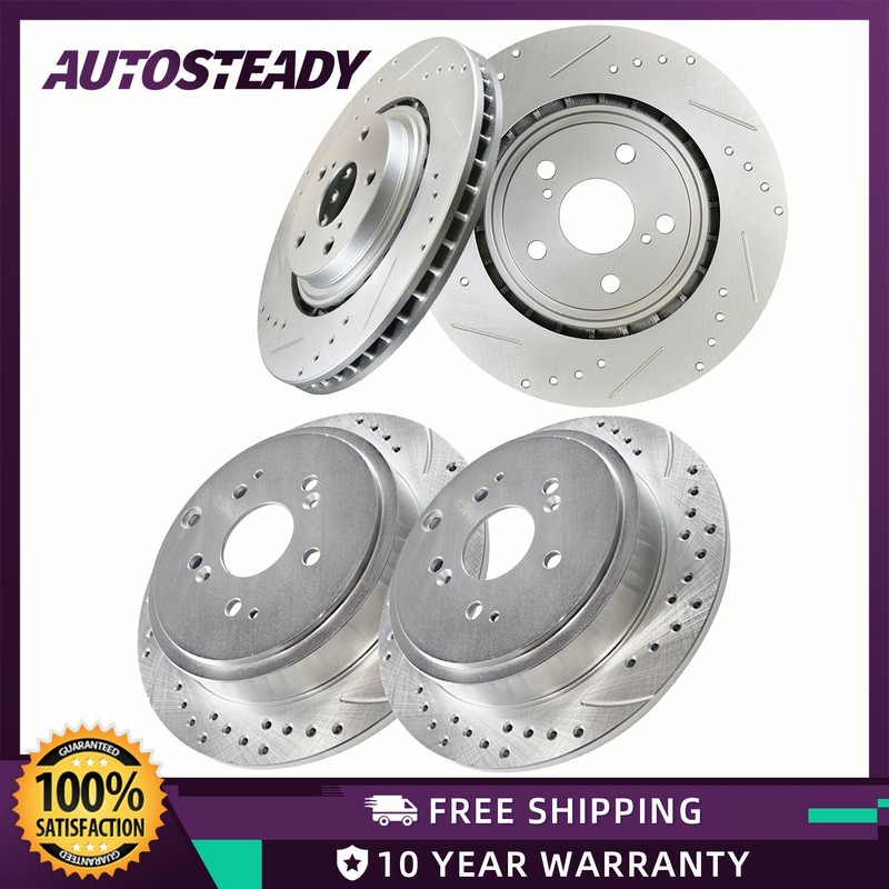 4x Front Rear Drilled Brake Rotors Kit for 2011 – 20 Sienna 2015 – 19 Highlander