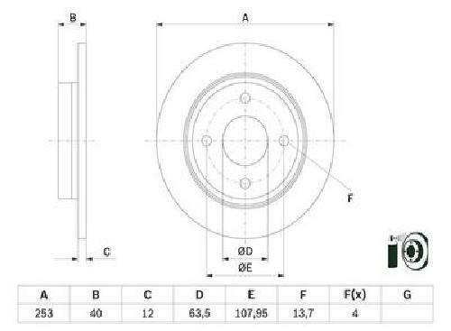Genuine Bosch Brake Disc 0 986 479 F63 for Ford