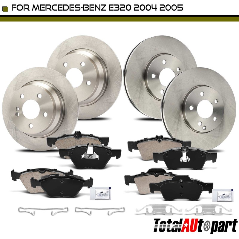 Disc Brake Rotors & Pads for Mercedes-Benz E320 2004 2005 211.082 Front & Rear