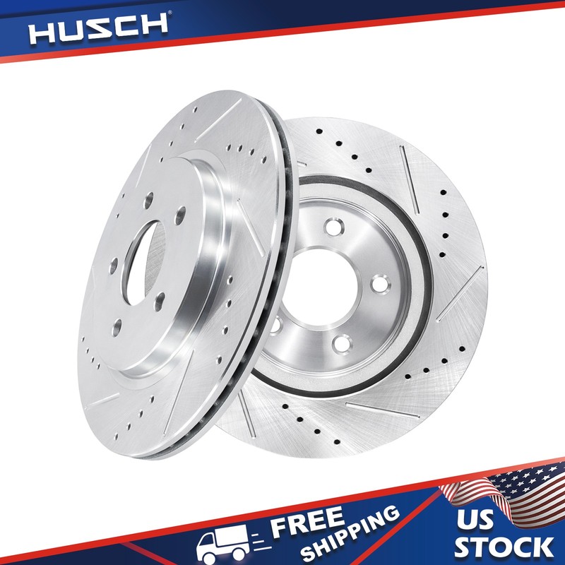 11.81 inch Rear Drilled & Slotted Disc Brake Rotors for 2005 – 2014 Ford Mustang
