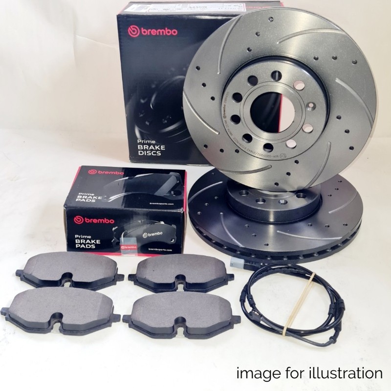 BREMBO REAR DRILLED BRAKE DISCS PADS SENSOR FOR BMW X5 M50d 30d 30i 35d 35i 40d