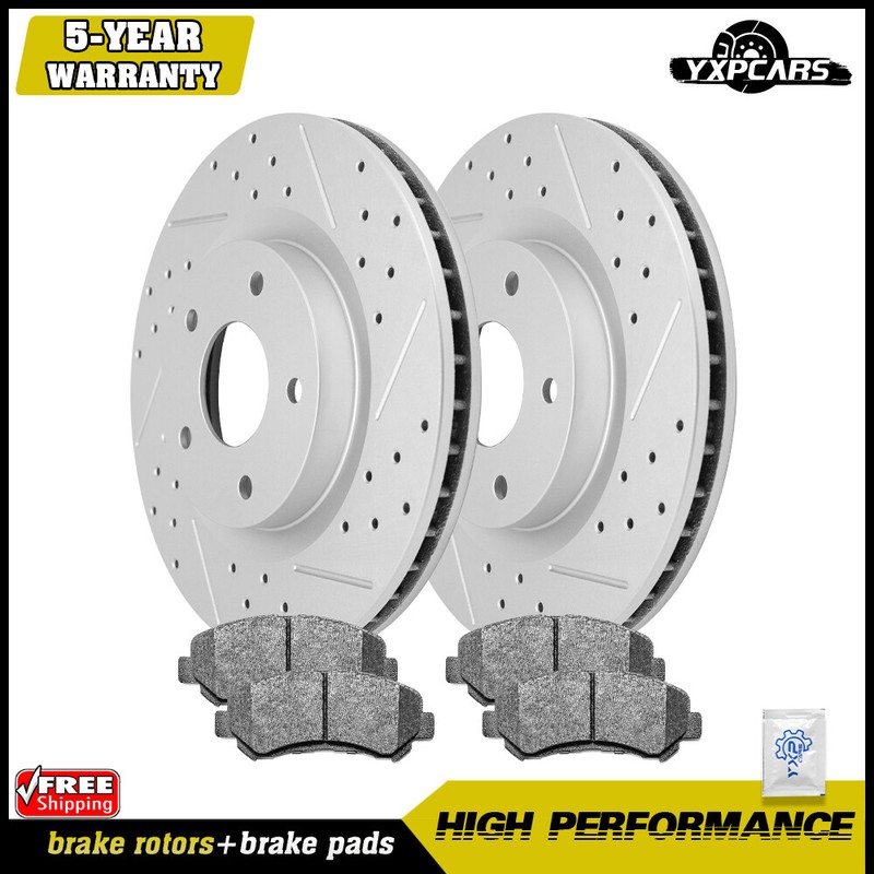 Front Drilled Rotors + Ceramic Brake Pads for 2008 2009 2010 – 2013 Nissan Rogue