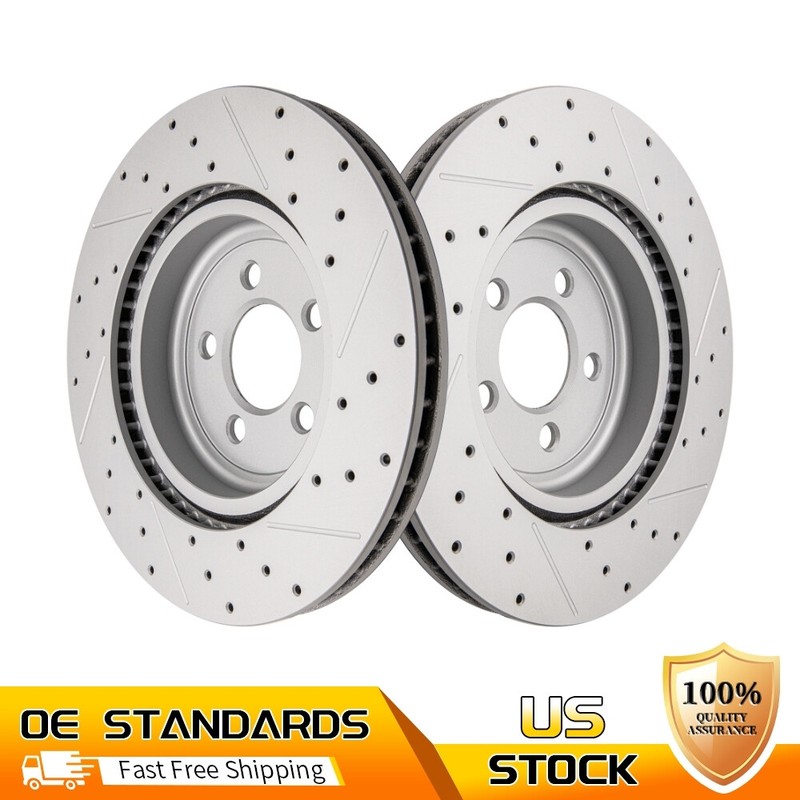 AWD 345mm Front Drilled Brake Rotors Pair for Dodge Charger Chrysler 300
