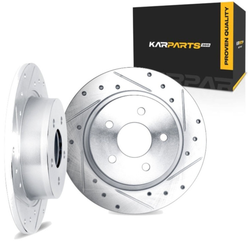 For BMW 328i/328is 1996-1999 Brake Rotor Set Rear | Silver | Drilled and Slotted