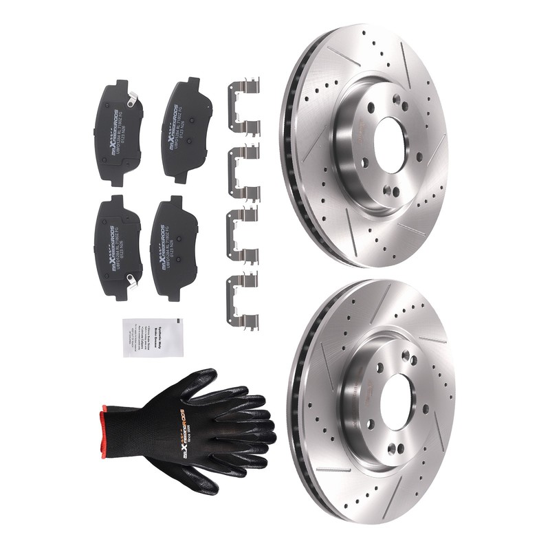 Front Drilled Slotted Brake Rotors Ceramic Pads for Kia Optima 2011-2016 S31427