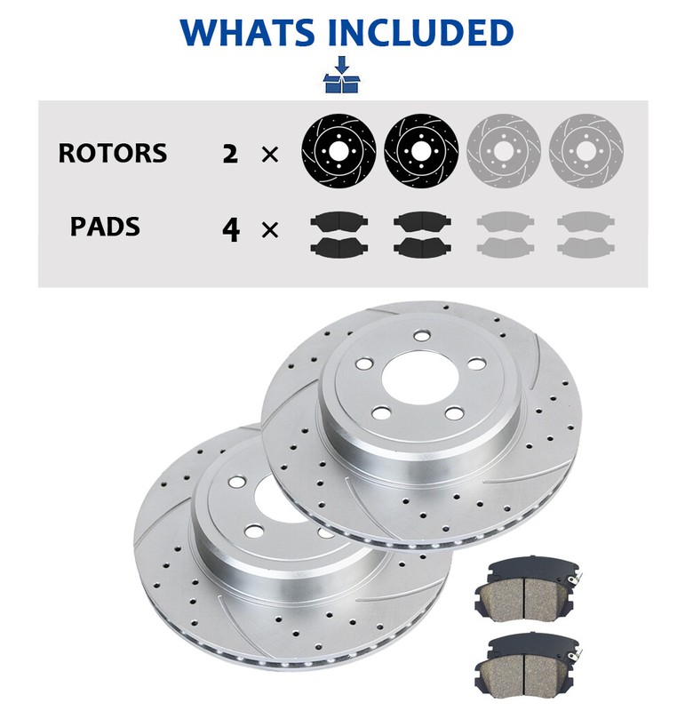 345mm Front Brake Rotors Pads for Chrysler 300 Dodge Charger Drilled Slotted Kit gallery
