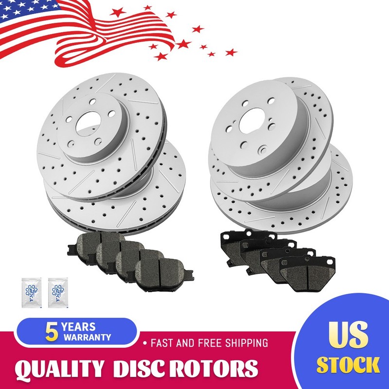 Front Rear Drilled Rotors & Ceramic Brake Pads for 2000-2005 Toyota Celica GTS