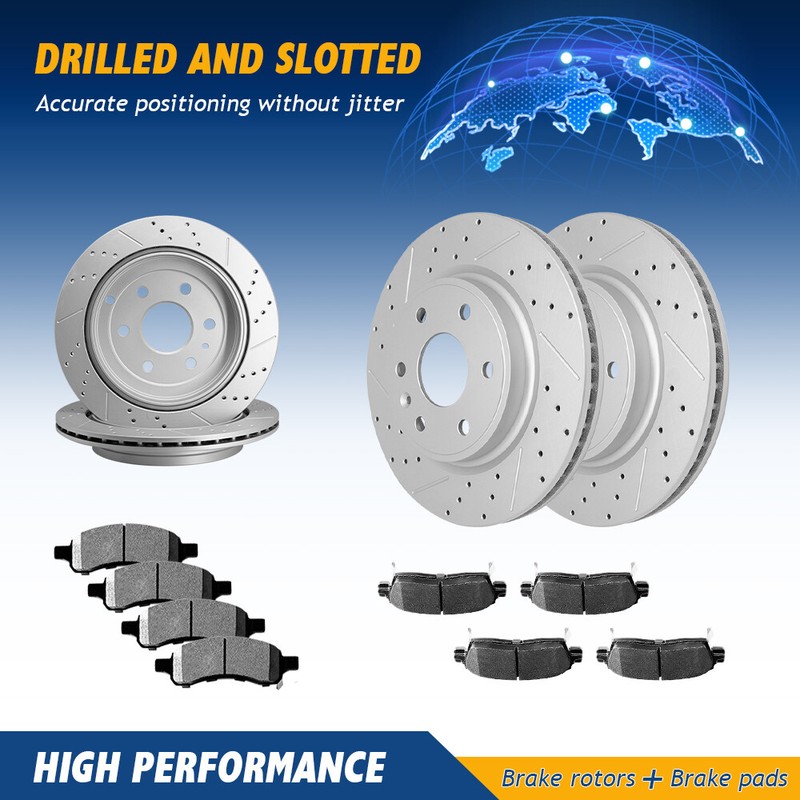 Front & Rear Brake Rotors & Ceramic Pads For Chevrolet Traverse GMC Acadia