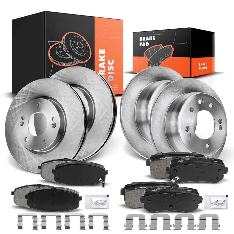 New Front and Rear Disc Brake Rotors & Brake Pads for Hyundai Elantra 2011 2012