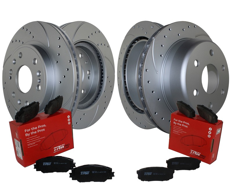 Front Rear Brake Kit Drilled Rotors TRW Pro Metallic Pad For Express Savana 1500