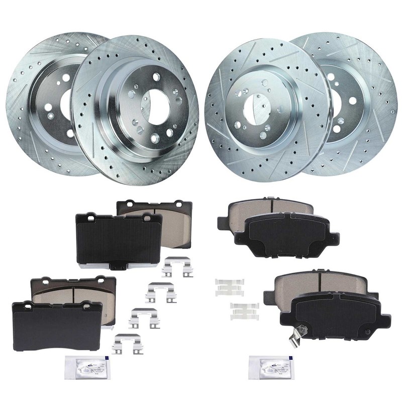4-Wheel Set Brake Disc and Pad Kits Front & Rear Sedan for Acura RL 2005-2012