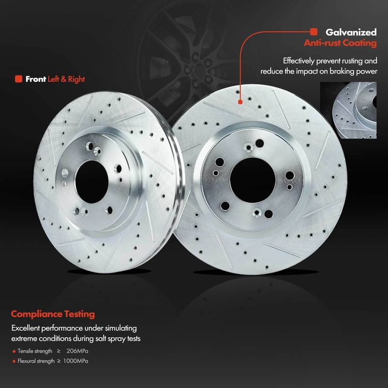 Front Drilled Rotor & Ceramic Brake Pads for Chrysler Sebring Dodge Jeep Patriot gallery