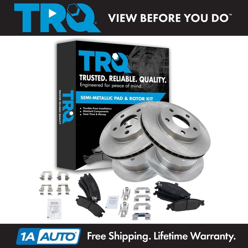 TRQ Brake Pad & Rotor Kit Metallic Front & Rear for Olds Pontiac Grand Am