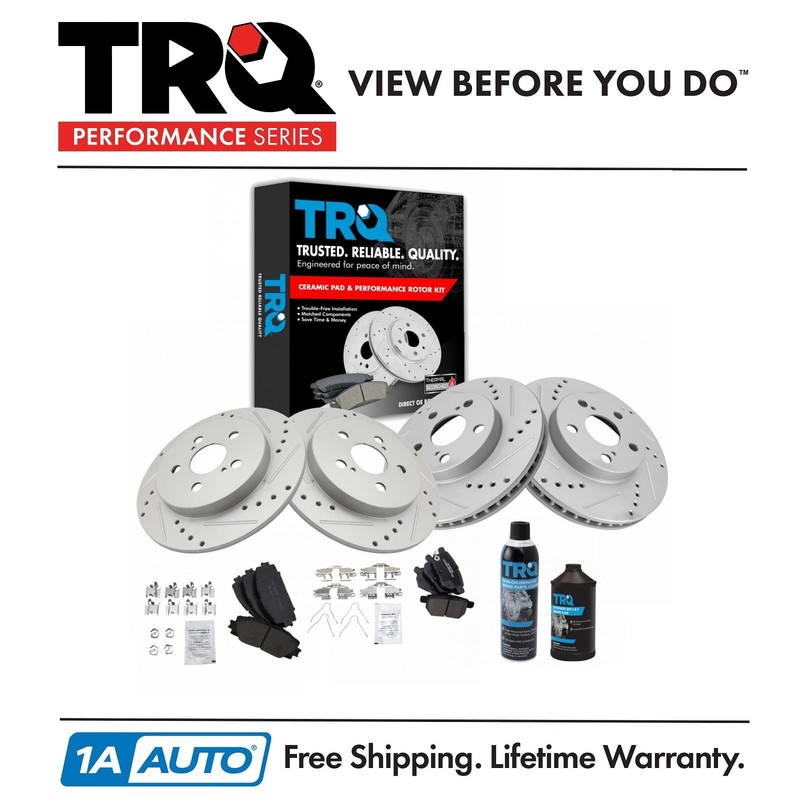 TRQ Front & Rear Ceramic Brake Pads & Rotors For 10-15 Toyota Prius Lexus CT200h