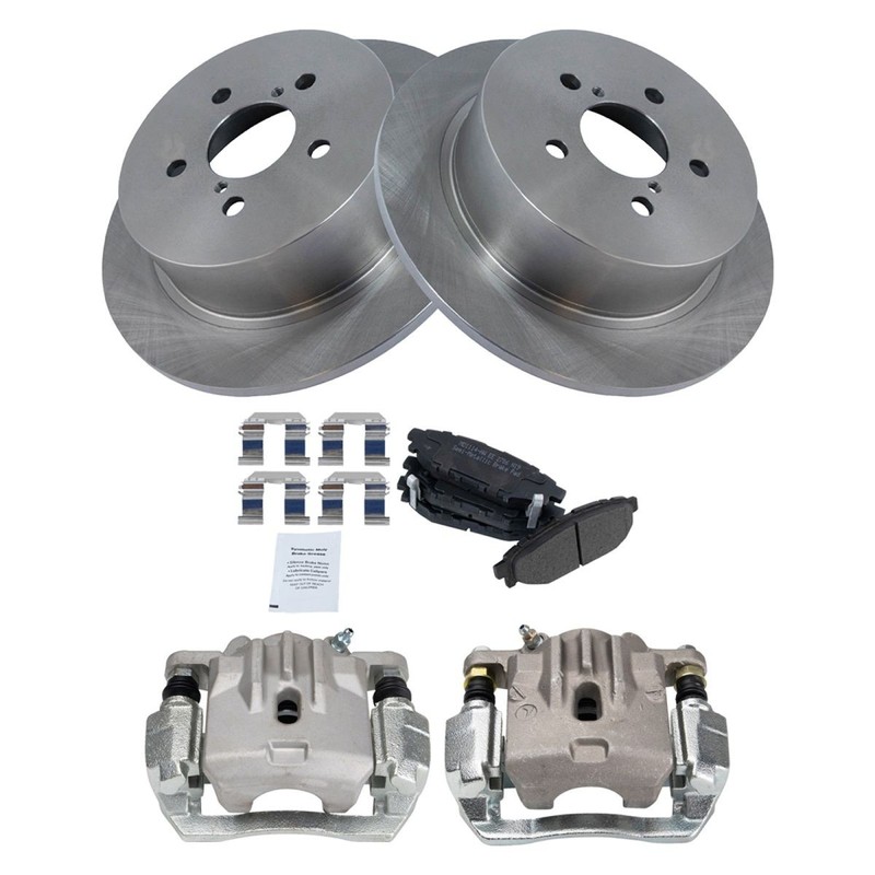 TRQ Rear Brake Calipers Ceramic Pads & Rotors Fits 06-09 Subaru Legacy Outback gallery