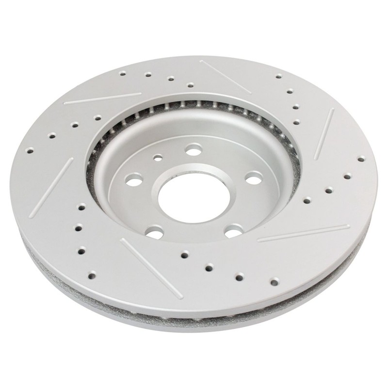 TRQ Front Ceramic Brake Pad & Performance Drilled Slotted Zinc Rotor Kit gallery