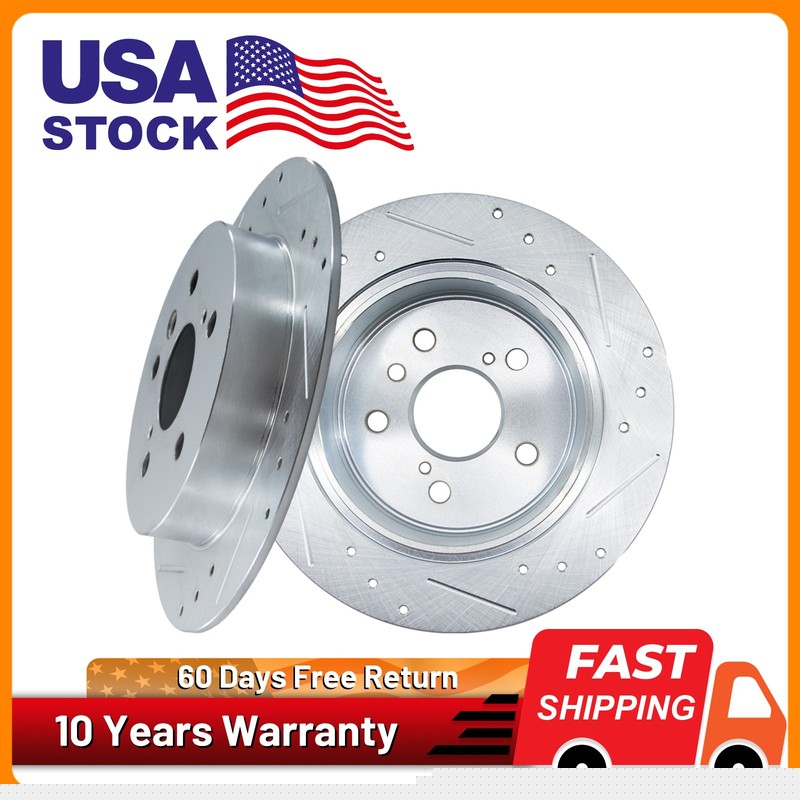 Rear Drilled Slotted Brake Disc Rotors Set For Lexus Es350 Toyota Avalon Camry