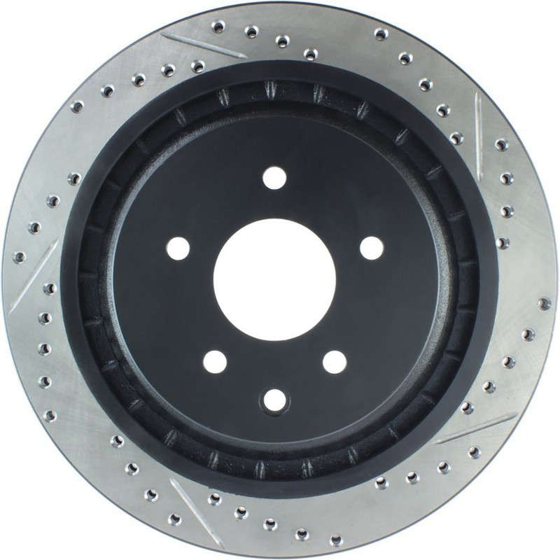 StopTech 127.42101L Rear Left Drilled Brake Rotor for 2008-13 G37 / 2009-19 370Z gallery