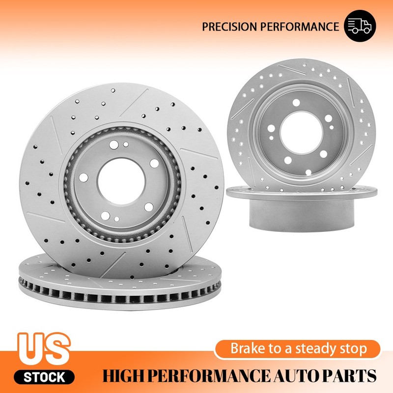 4x Front Rear Drilled Slotted Disc Brake Rotors Kit for 2010-2013 Kia Forte Koup