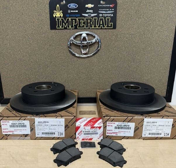 2006-2018 RAV4 NEW REAR GENUINE TOYOTA OEM BRAKE ROTORS & TCMC BRAKE PADS