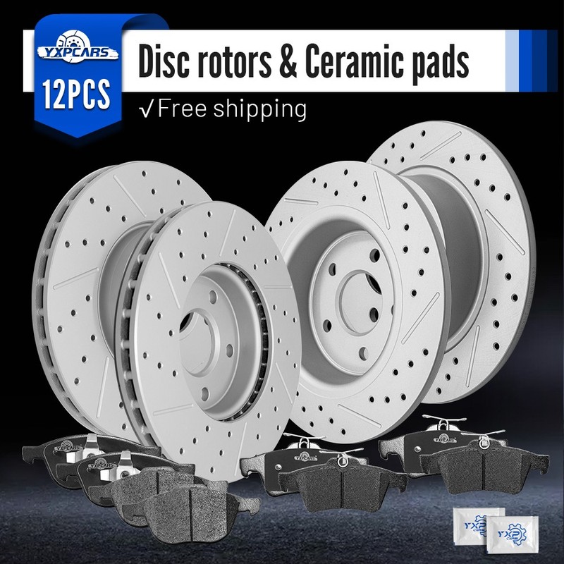 Front Rear Brake Rotors & Ceramic Pads for 2013-2016 2017 2018 Ford C-Max