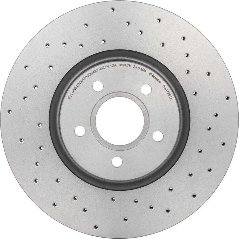 Disc Brake Rotor-Premium Xtra Cross Drilled UV Coated Rotor Brembo 09.A728.1X