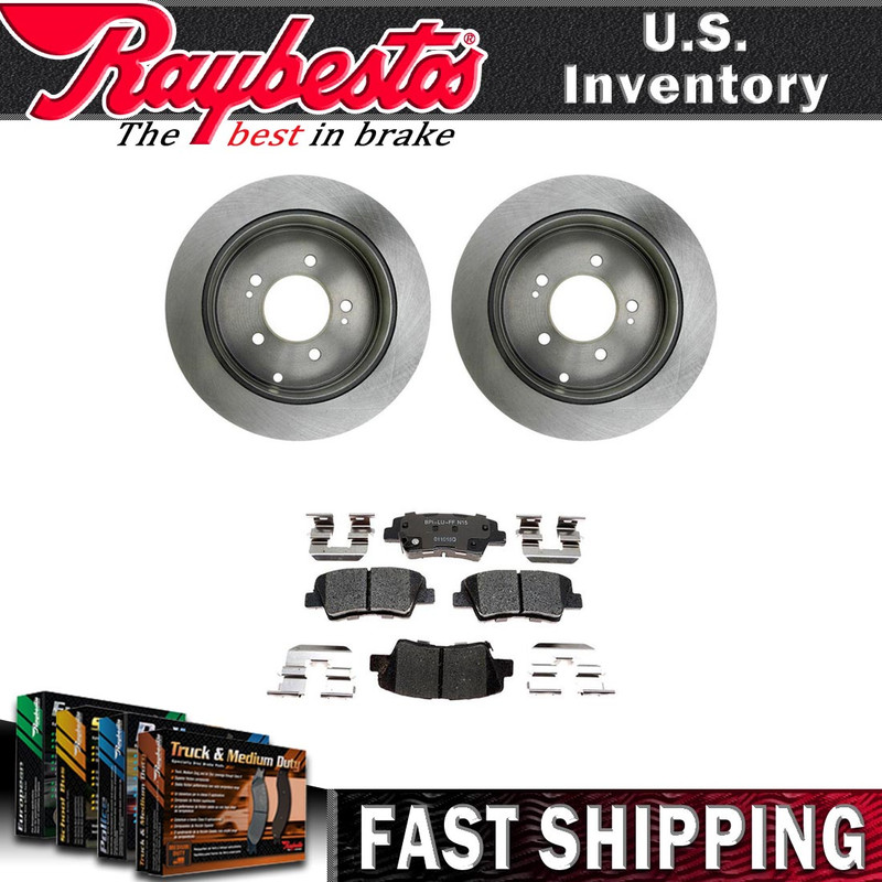 Rear Brake Rotors & Ceramic Brake Pads with Hardware For 2007-2009 Kia Amanti