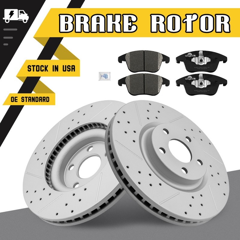 316mm Front Drilled Rotors Ceramic Brake Pads for Ford Police Responder Hybrid