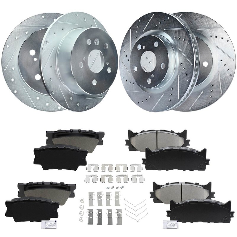 4-Wheel Set Brake Disc and Pad Kits Front & Rear for Lexus ES350 Toyota Avalon
