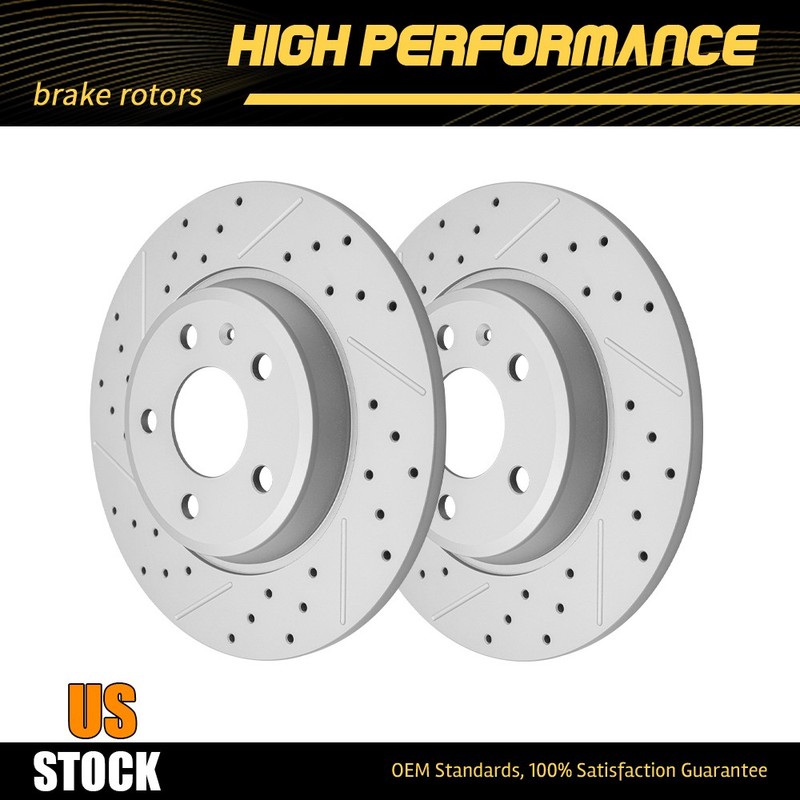 300mm Pair Rear Drilled Disc Brake Rotors For Audi A4 A5 A6 A7 Quattro Q5