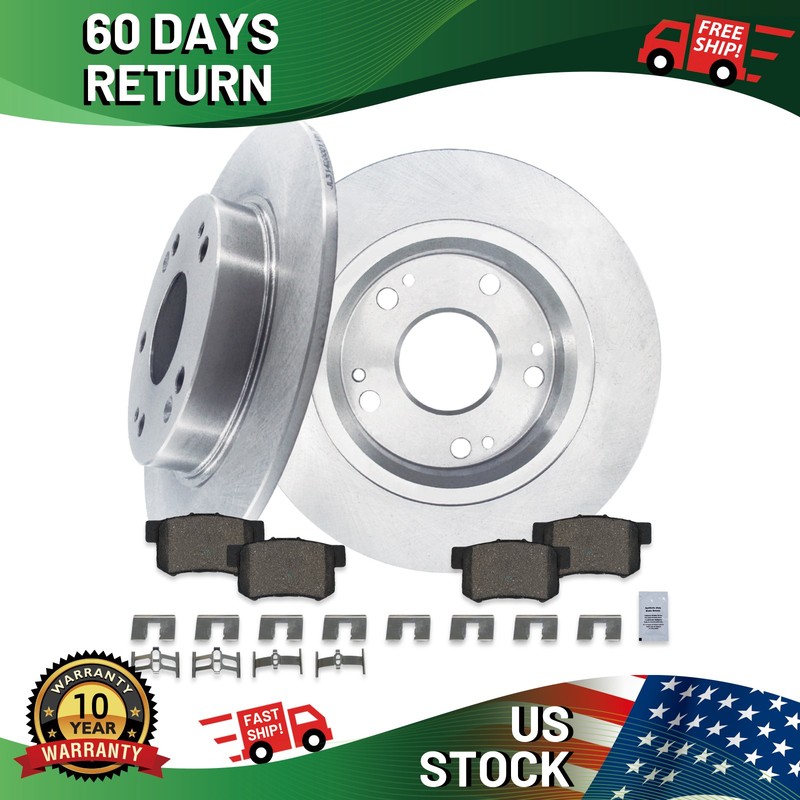 For Honda Civic Acura ILX CSX Disc Rear Brake Rotors Ceramic Brake Pads Kit