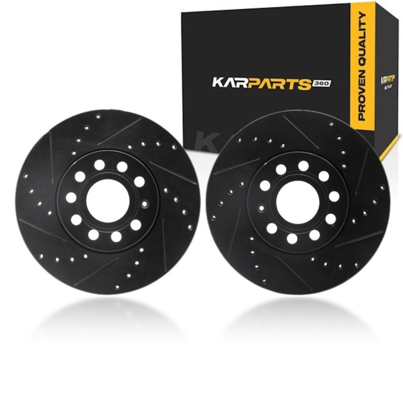 For Volkswagen Rabbit 2006 07 08 2009 Rotor Set | Drilled And Slotted | Black