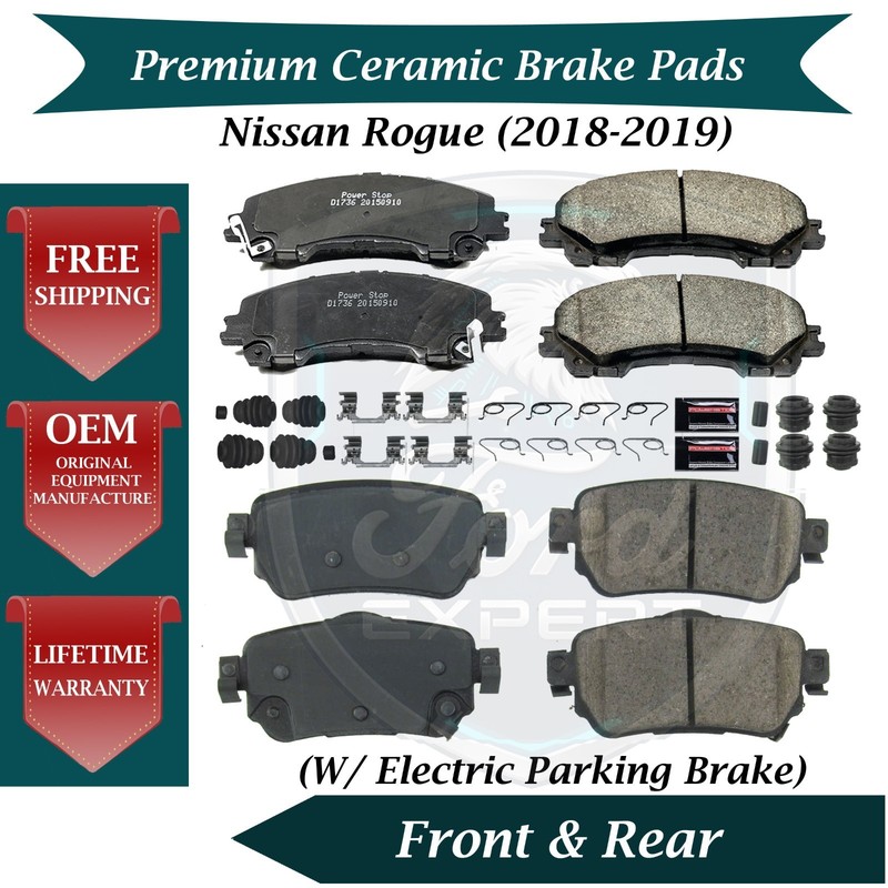 Premium OE Front & Rear Ceramic Brake Pads Kit For 2018-2019 Nissan Rogue