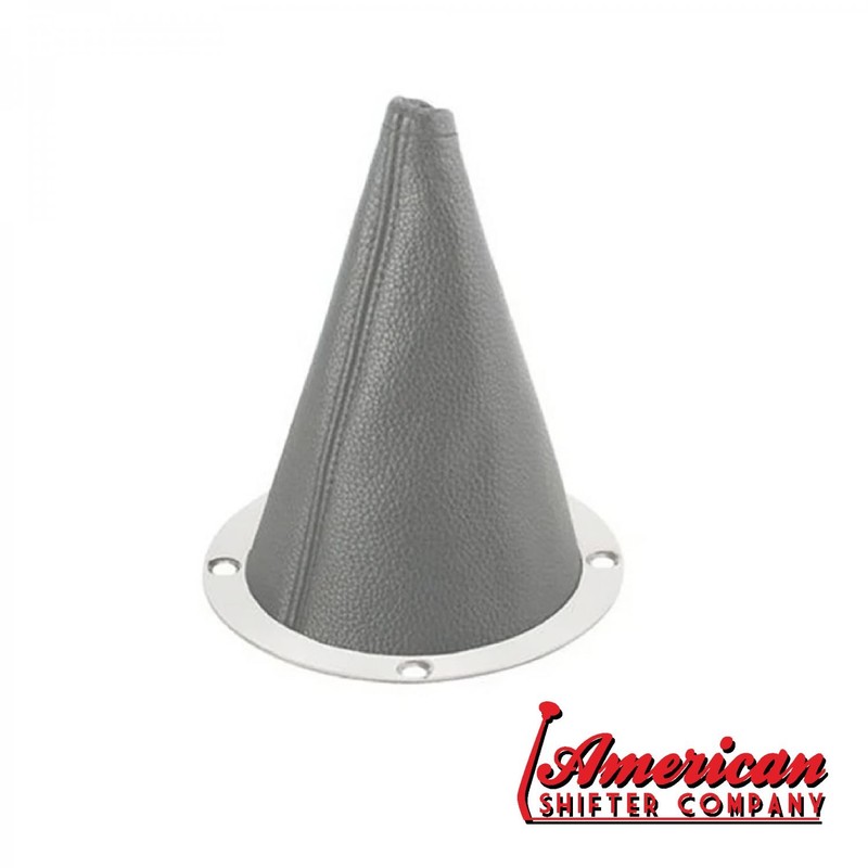 Grey Vertical Shifter or Emergency Brake Boot with Round Polished Trim Ring gallery