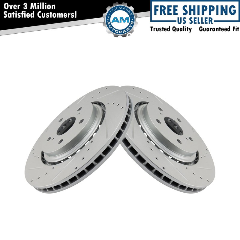 Front Brake Rotors Set Slotted X Drilled G-Coated Front Fits Lexus Toyota
