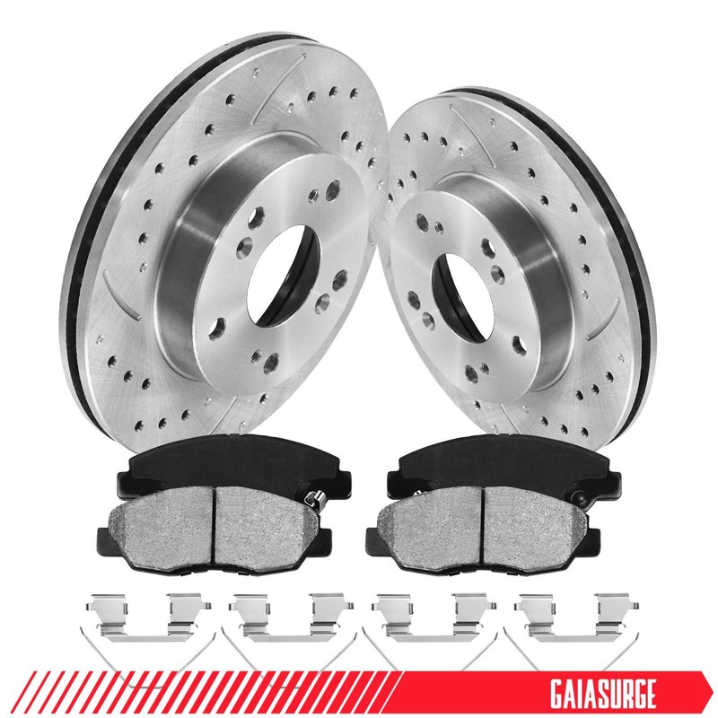 Front Drilled Brake Rotors Brake Pads for 2006 – 2011 Honda Civic DX EX LX 1.8L