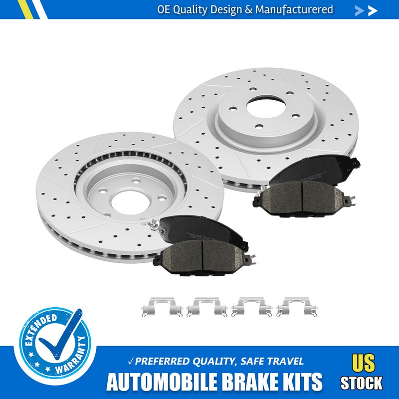 Front Drilled Disc Brake Rotors +Ceramic Pads Set For Nissan Murano 2015-2023