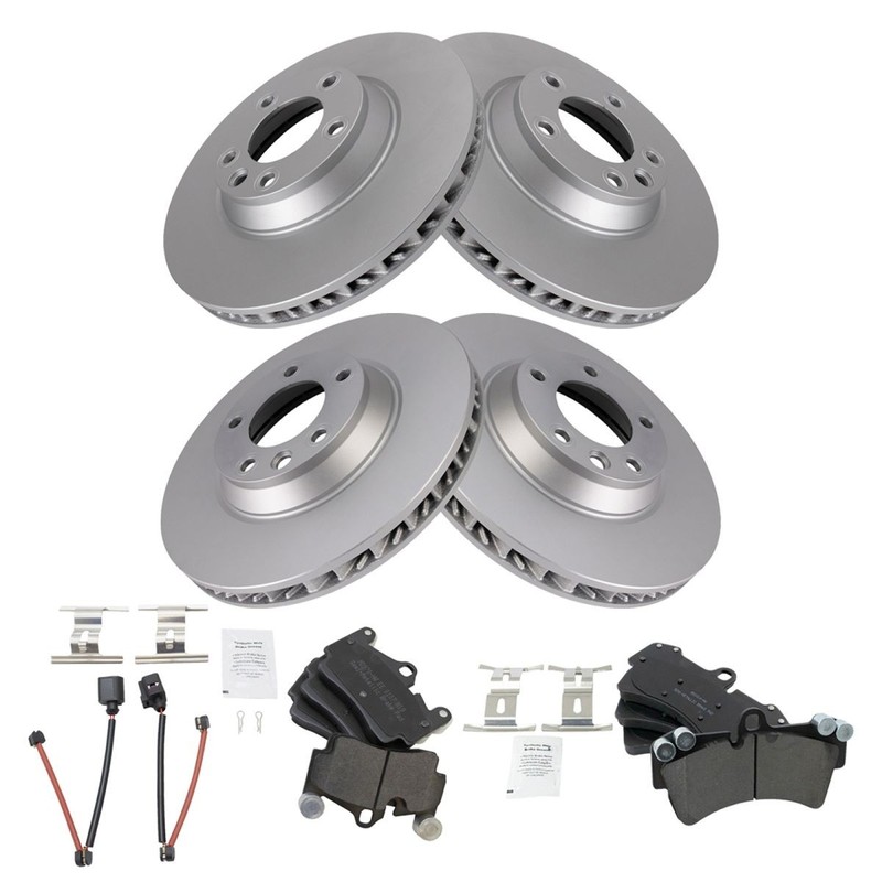 TRQ Brake Pad & Coated Rotor Front & Rear Semi-Metallic Kit w/Chemicals gallery