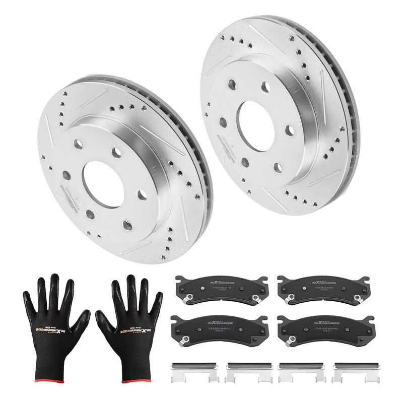 12in Front Drilled Brake Rotors+Pads Kit for Chevrolet Suburban /Silverado 1500