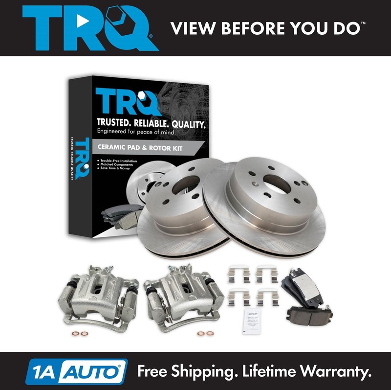 TRQ Rear Brake Calipers Ceramic Pads & Rotors Fits 10-17 Equinox GMC Terrain