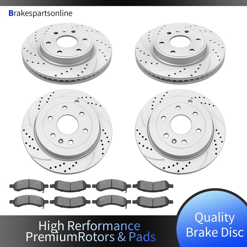Front and Rear Brake Rotors Pads Kit fit for Saturn Outlook 2007 – 2010 Slotted