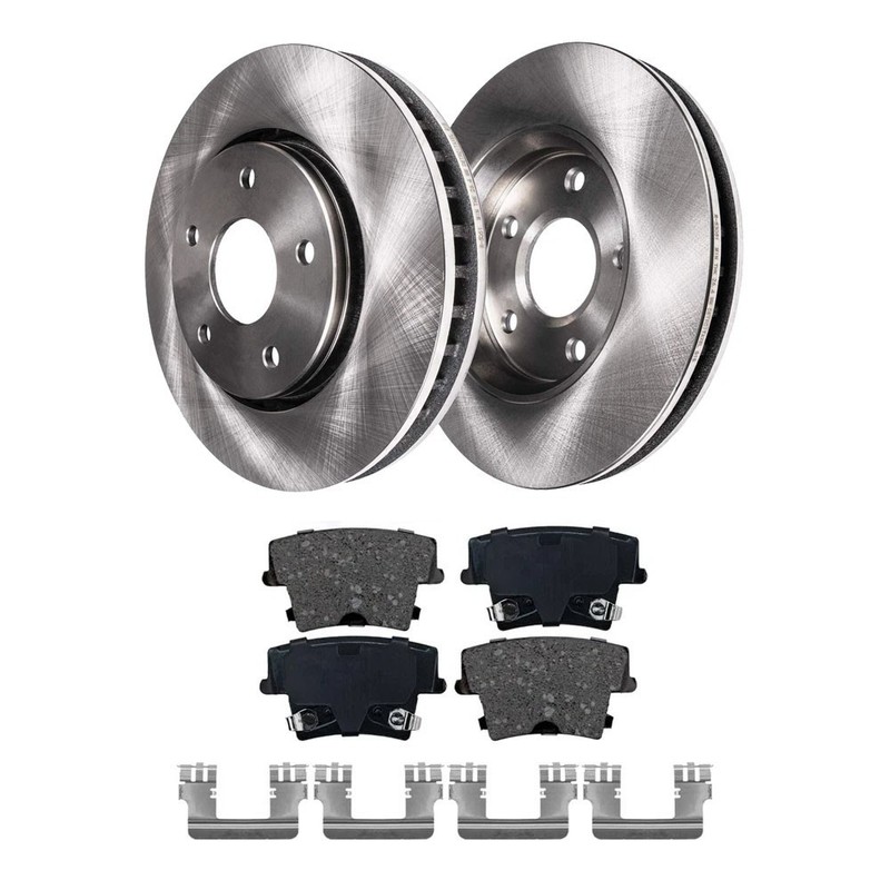 Rear Ceramic Brake Disc Brake Rotor Pad Hardware Set