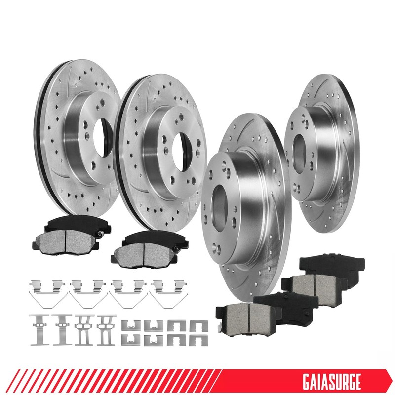 Front Rear Disc Rotors Ceramic Brake Pads for 2006 2007 2008 2009-11 Honda Civic